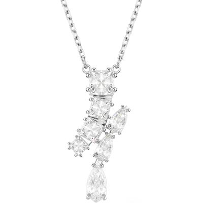 Kette mit Anhänger SWAROVSKI "Schmuck Geschenk Halskette Matrix", silber (metallfarben, kristallweiß), Halsketten, Damen, Metall, L: 45cm, mit Swarovski Zirkonia (synth.) Image
