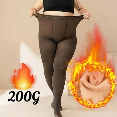 TEMU Size High-waist Tummy Control Pantyhose For Women - Fleece-lined, Warm & Stretchy, Breathable Sheer Leggings