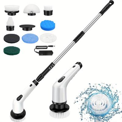 TEMU Versatile 10-in-1 Electric Spin Scrubber - Ergonomic Grip, With 2 , Includes 10 Interchangeable Heads For Efficient Cleaning Of Bathroom, Kitchen, Shower & Tub Surfaces Image