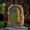 Porte en pierre solaire de jardin féerique, décoration en résine, décoration de jardin solaire, décoration de porte féerique, Figurine décorative