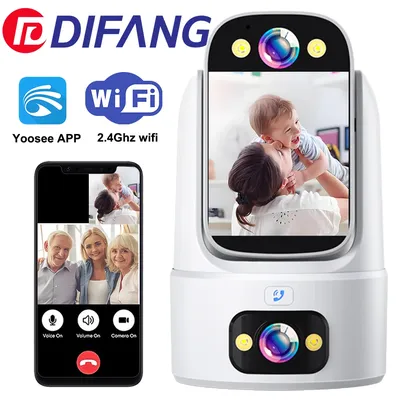 DIFANG Yoosee 2MP Baby Monitor with 2 Cameras 2-Way Video Call One Key Call 2.8 inch Screen Wifi AI Elder Care Baby Monitor