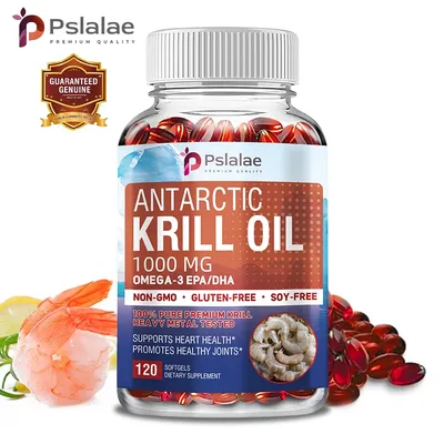 Antarctic Krill Oil 1000mg -with OMEGA-3 EPA/DHA, Astaxanthin - Support Brain, Joints & Heart Health