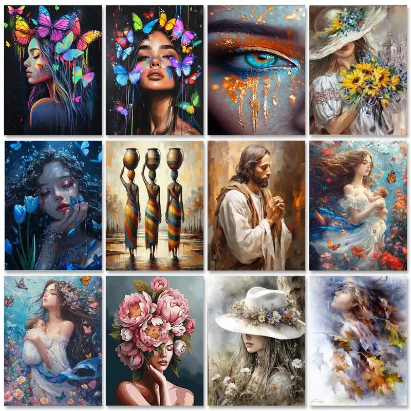 Gatyztoire peinture acrylique par numéros femme fille dessin par numéros pour adultes décors à la maison œuvre cadeau bricolage ensemble œuvre peinture Ki