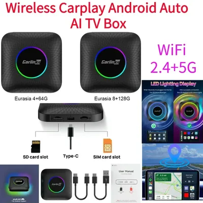 Wireless Carplay Android 13.0 Car Smart Box Bluetooth-compatible Plus 8+128GB/4+64GB QCM 8-Core 6125