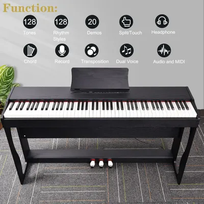 Glarry GDP-104/A-815 88-key Heavy Hammer Keyboard Vertical Black Electric Piano Without Cover United