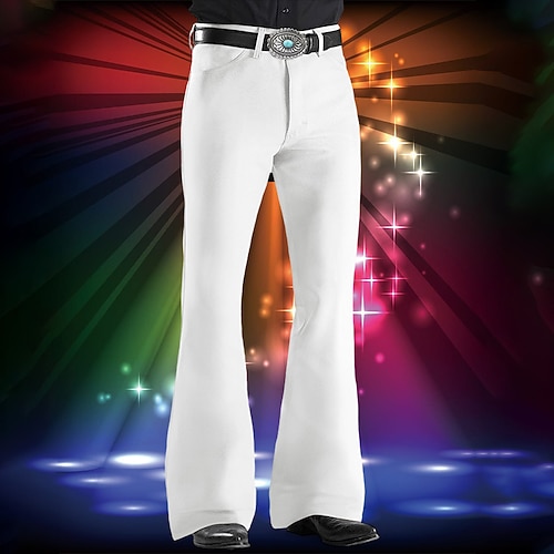 Herren Anzughosen Ausgestellte Hosen Glockenboden Hose Hosen Anzughose Tasche Glatt Komfort Weich In voller Länge Party Klub Disco-Lichter Elegant Modisch Schwarz Weiß Image