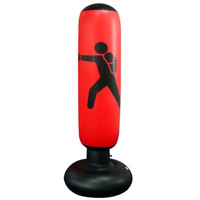 Inflatable Boxing Punching Bag for Taekwondo Martial Arts Kick Boxing Muay Thai Leak-Proof Explosion-Proof Freestanding Flexible Strength Training Stress Relief Crossfit Yellow Black Red