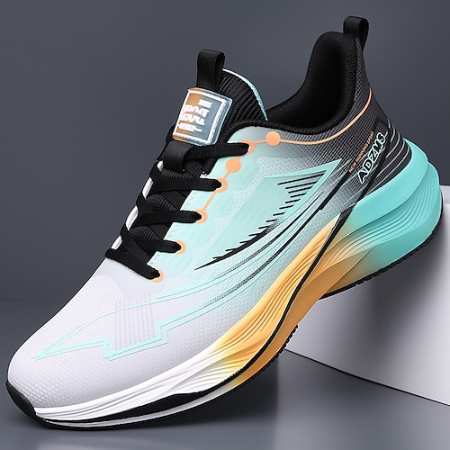 Laufschuhe mit Farbverlauf für Herren – leichte, gepolsterte Sport-Sneaker in Schwarz, Lila und Orange für Hochleistungssport Image