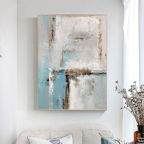 handgemaltes grünes Minimalismus-Gemälde, beige, Wandkunst, großes, weißes, abstraktes Ölgemälde mit Goldfolie auf Leinwand, Wohndekor für Wohnzimmer, kein Rahmen Image