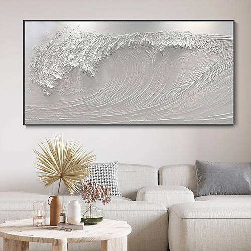 Mintura handgefertigte 3D-Ölgemälde mit Meereswellen auf Leinwand, Wandkunst, Dekoration, modernes abstraktes Bild für die Inneneinrichtung, gerolltes, rahmenloses, ungedehntes Gemälde Image