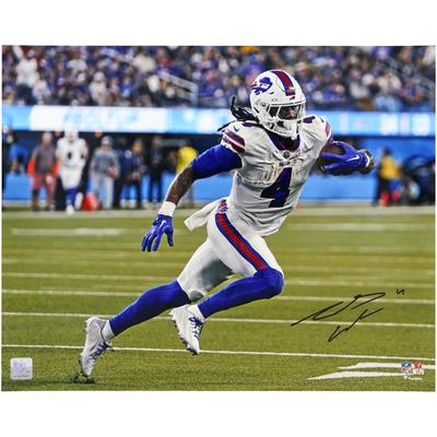 Autogrammfoto „Running with the Ball“ von James Cook, Buffalo Bills, 16 x 20 Zoll Image