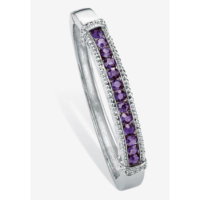 Women's Round Birthstone Bangle Bracelet In Silvertone Jewelry by PalmBeach Jewelry in February