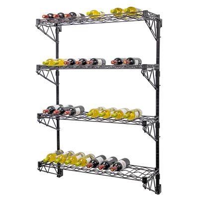 Quantum Food Service WC54-1448WBK-4 Commercial Wine Shelf w/ 96 Bottle Capacity, Black