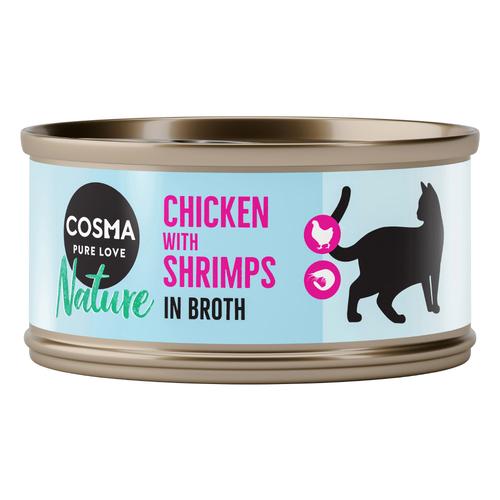 24x70g Cosma Nature Hühnerbrust & Shrimps Katzenfutter Nass - 20+4 gratis!