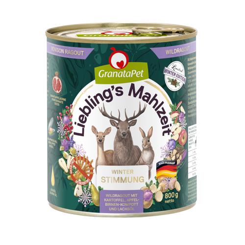 6x800g GranataPet Liebling´s Mahlzeit Wintertraum Wildragout Hundefutter nass