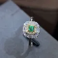 Anello con smeraldo naturale 3*3 mm925 Set di gioielli in argento Sterling Seiko Designer di gioielli di lusso