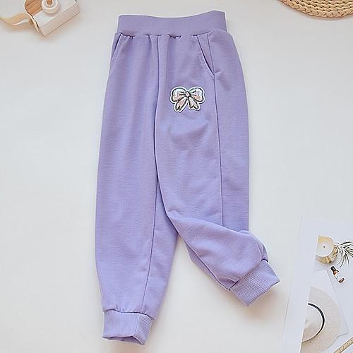Pantalons Enfants Fille Couleur unie Actif Boutons Ecole Coton 7-13 ans Printemps Noir Rose Claire Violet