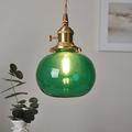 Lampe suspendue en verre soufflé bleu pour salle de bain, plafonnier suspendu en verre vert, boule en verre transparent côtelé, luminaire pour îlot, citrouille vintage 85-265 V