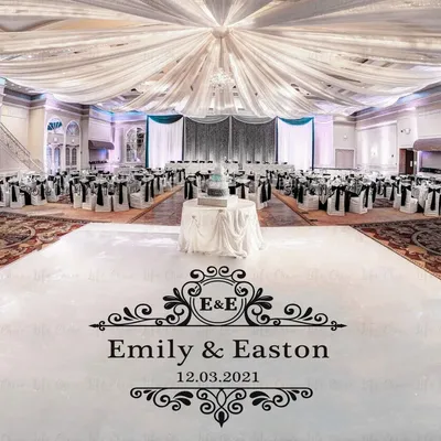 Tanzen Boden Angepasst Vinyl Aufkleber Hochzeit Geburtstag Henna Party Bord Spiegel Aufkleber Personalisierte Initialen Namen Boden Wandbild Image