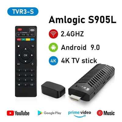 TVR3-S Mini-TV-Stick Android 9 Unterstützt 4K 2,4G WLAN Amlogic S905L Quad-Core Cortex A53 Infrarot-Fernbedienung Smart-TV-Stick