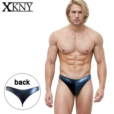 XCKNY glänzend Serie PU Männer große Größe T-förmige Hose sexy glänzende Hose Bikini hoher Split sexy Bottoming Unterhose Image