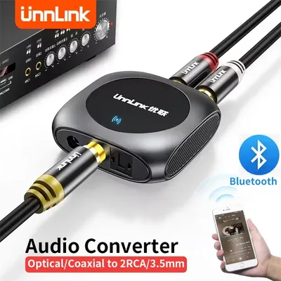 Unnlink Koaxial Audio Konverter Bluetooth Digital Zu Analog Optische Faser SPDIF zu 2RCA 3,5mm Audio Adapter DAC Für Verstärker TV