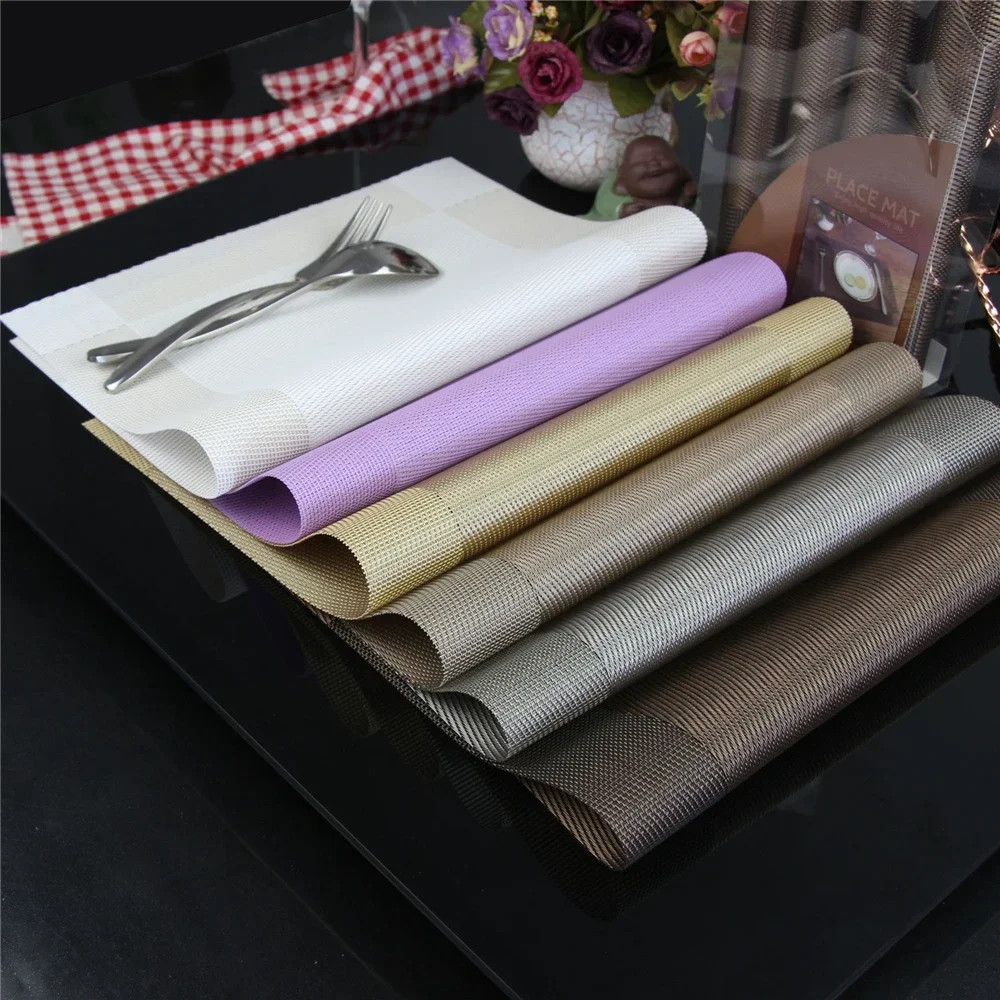 4 Teile/los Tischset Mode Pvc Esstisch Matte Disc Pads Schüssel Pad Untersetzer Wasserdichte Tischdecke Pad Rutschfeste pad Image