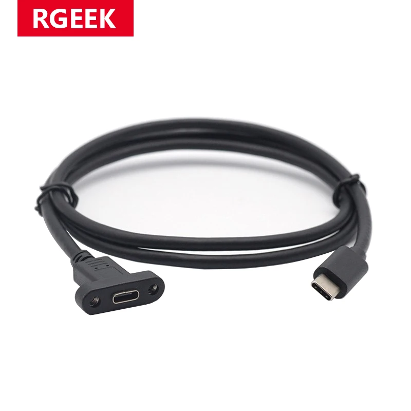 RGEEK 0,5 m 1 m Panel Mount Typ-C USB-C Stecker auf Buchse Verlängerungskabel mit Schraubenloch-Verriegelungskabel Image