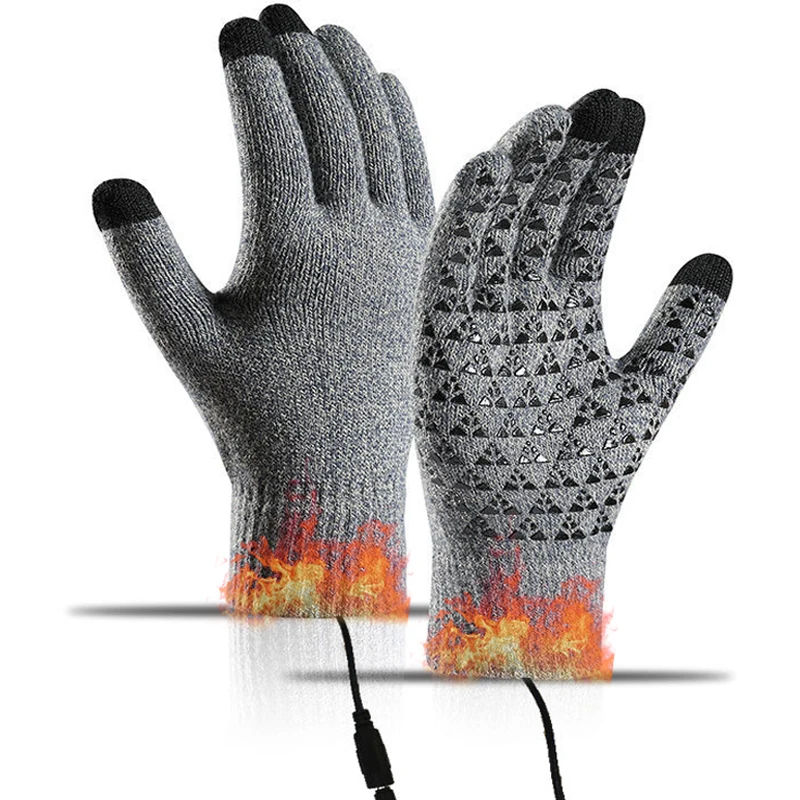 Beheizte Motorrad handschuhe Winter warme Touchscreen-Handschuhe mit Heiz blatt USB-Aufladung weiche Outdoor-Angel handschuhe Image