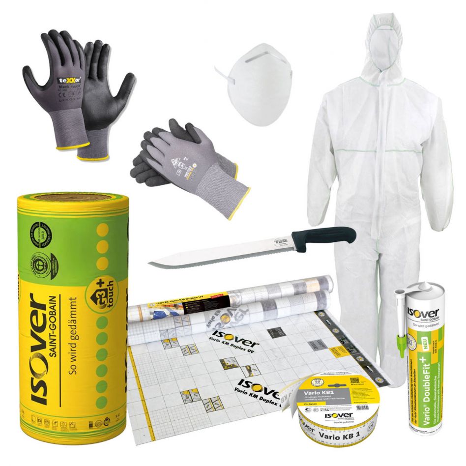 ISOVER Dachdämmung Komplett-Set für Dachausbau, 032, 180 m² Fläche,200 mm Image