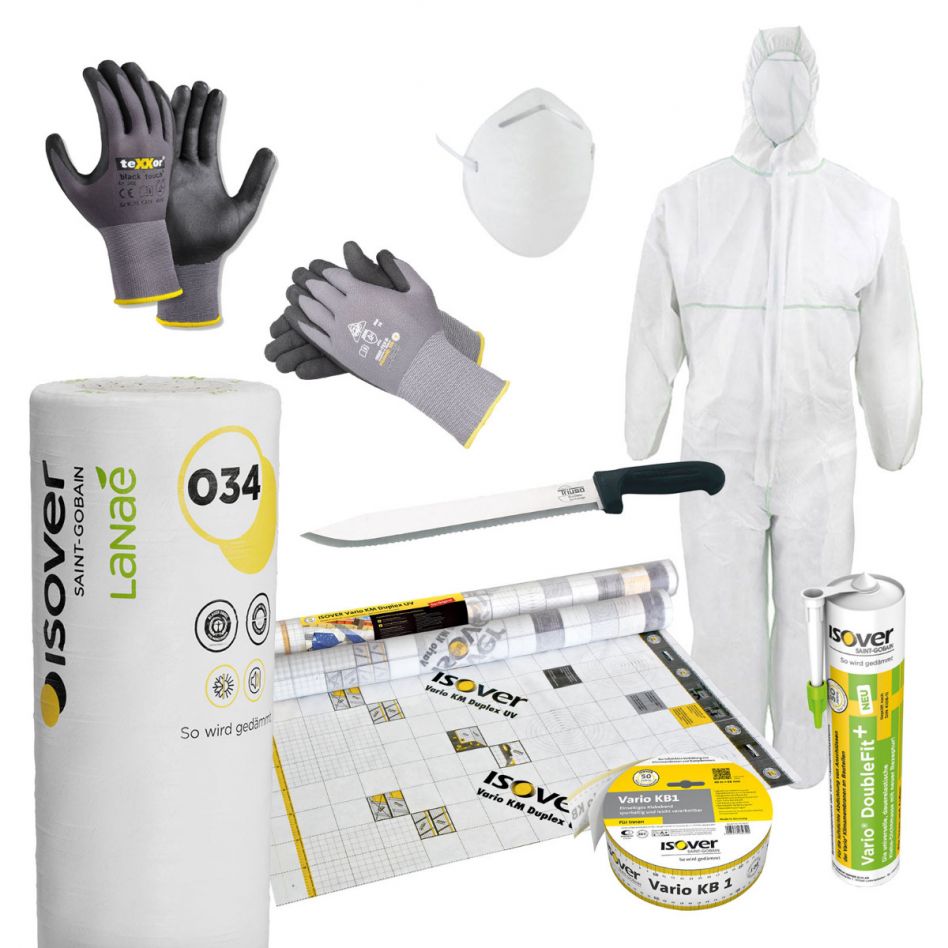 ISOVER Lanaé Dachdämmung Komplett-Set für Dachausbau, 032, 160 mm,220 m² Fläche Image
