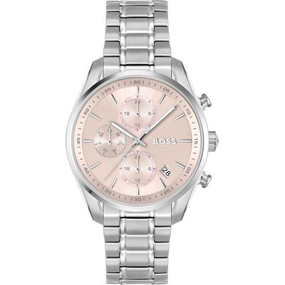Multifunktionsuhr BOSS "GRAND TOUR LADIES", silber (silberfarben, rosa), Armbanduhren, Damen, Quarzuhr, Armbanduhr, Damenuhr, Edelstahlarmband Image