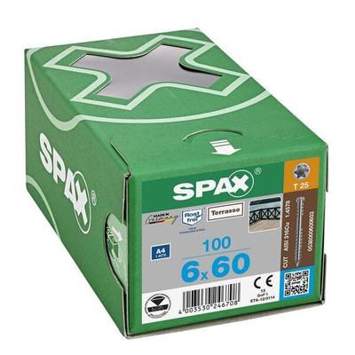 SPAX Terrassenschrauben T25 Zylinderkopf Edelstahl A4 6 x 60 mm 100 Stück silber Image