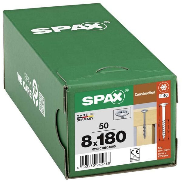 SPAX Holzbauschrauben T40 Tellerkopf WIROX 8 x 180 mm 50 Stück Image