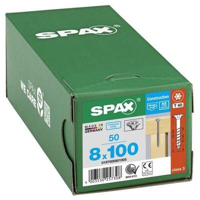 SPAX Universalschrauben T40 Senkkopf Edelstahl A2 8 x 100 mm 50 Stück