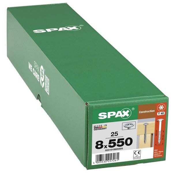 SPAX Holzbauschrauben T40 Tellerkopf WIROX 8 x 550 mm 25 Stück Image