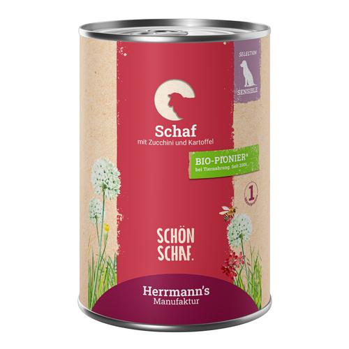 6x400g Herrmann´s Selection Sensible Schaf mit Bio-Zucchini & Bio-Kartoffeln Hundefutter nass