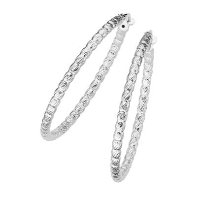 Smart Jewel Creolen mit diamantierter Oberfläche, Silber 925 3,5 cm Image