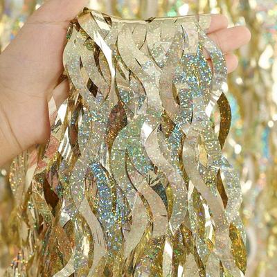 TEMU 1pc Backdrop 3.3ft X 6.6ft Sparkle Tinsel Foil Backdrop For Birthday Anniversary Decorations Image