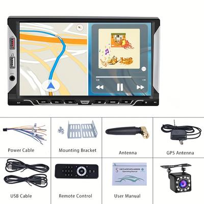 TEMU Camecho 1+32g 7 Inch Double 2din For Touch Screen Rds Car Stereo Radio Gps Wifi 6 Usb With Rear Camera