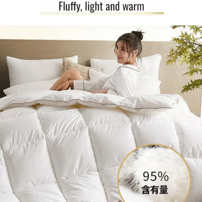 Feather Down Duvet Hotel Thick Filling Warm Duvet Winter Soft and Warm Goose Quilt Student Dorm Household Single Double Quilt