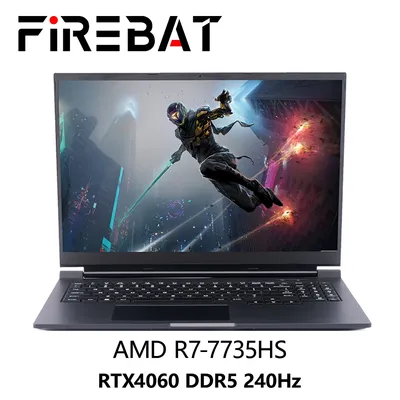FIREBAT H6 16 Inch AMD R7-7735HS RTX 4060 DDR5 32G RAM M.2 1TB SSD 240Hz 2.5K Wifi6 BT5.1 Gaming Gamer Notebook Laptop Computer