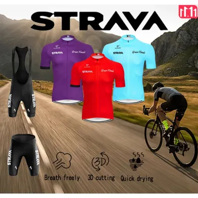 STRAVA Cycling Sports Gear Mountain Road Bike Cycling Jacket Cycling Short Sleeve Shorts Set