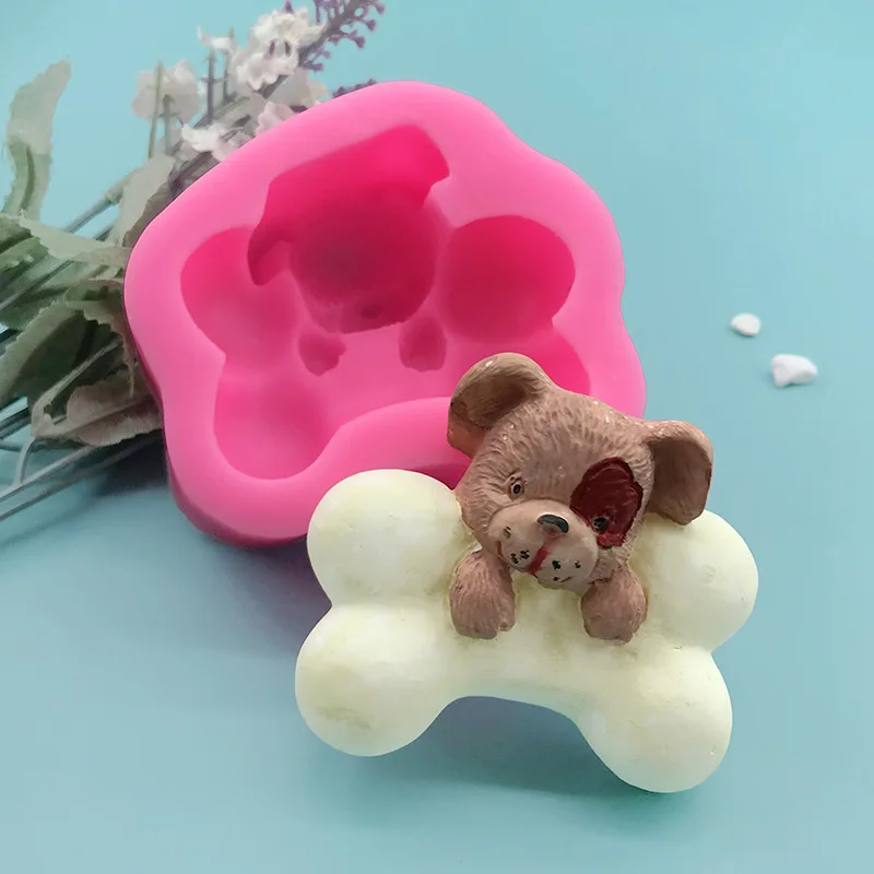 1 Stück, Welpen nagen Knochen Silikon form, Gebäck Backwerk zeug, handgemachte Seifen form, Gips Tropf leimform Image
