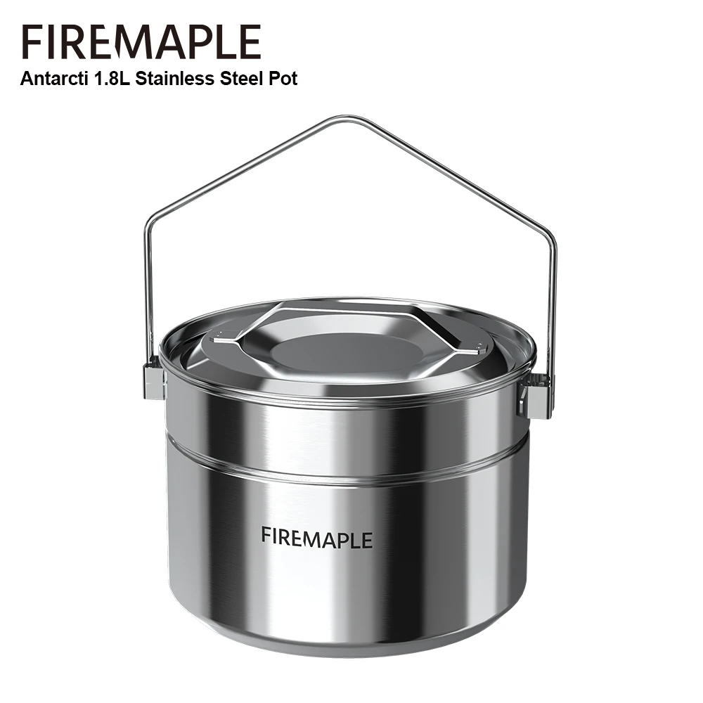 Fire-Maple Antarcti 1,8 l Edelstahltopf SUS304 Bushcraft Wandern Camping Lagerfeuer Kochgeschirr Set Dampfgarer Billy Pot