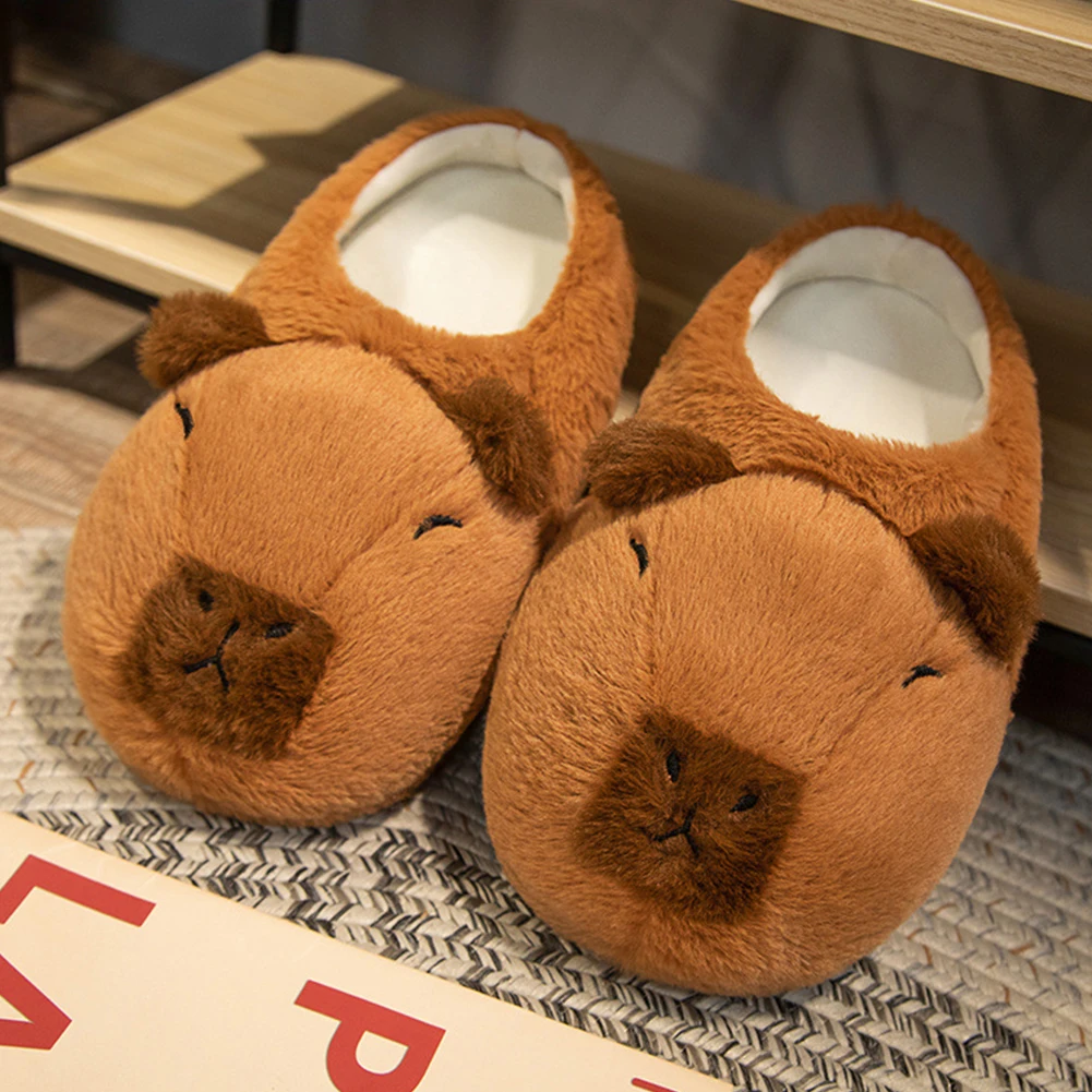 Cartoon Capybara Baumwolle Hausschuhe niedlichen Plüsch warm verdickte Hausschuhe atmungsaktive Indoor Plüsch Schuhe Paar Hausschuhe Home Schuhe Image