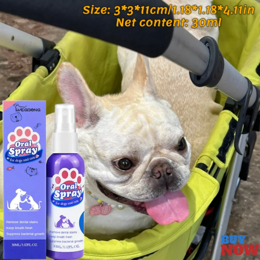 30 ml Haustier Spray Hund Mundpflege Mundgeruch Zahnreinigung Haustier Lufterfrischer Versorgung Deodorant Plaque Pflege Entferner Atem Haustier Zubehör Image