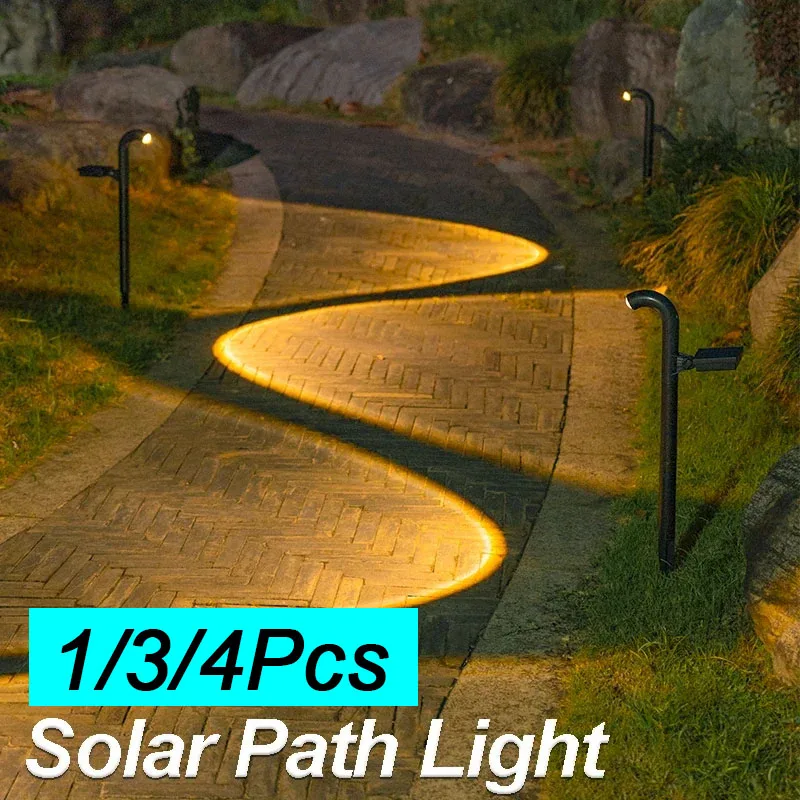 1–4 Stück Solar-LED-Licht, superhell, Scheinwerfer, Außenbeleuchtung, IP55, wasserdicht, Rasenlampen, Weglicht für Garten, Gehweg, Dekoration Image