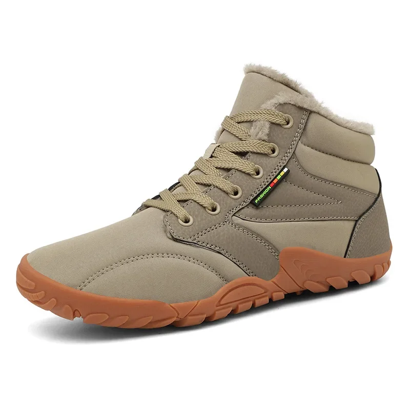 Warme Plüsch-Schneestiefel für Herren, große Größe 38–47, Winter-Stiefeletten, rutschfeste Outdoor-Wanderschuhe, wasserdichte, winddichte Herren-Turnschuhe