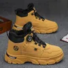 Plattform Winter Schuhe Mann Gelb Punk Lace Up Schnee Stiefel für Männer High Top Wasserdicht Original Angebote Warm Kalt Beweis Baumwolle Schuh